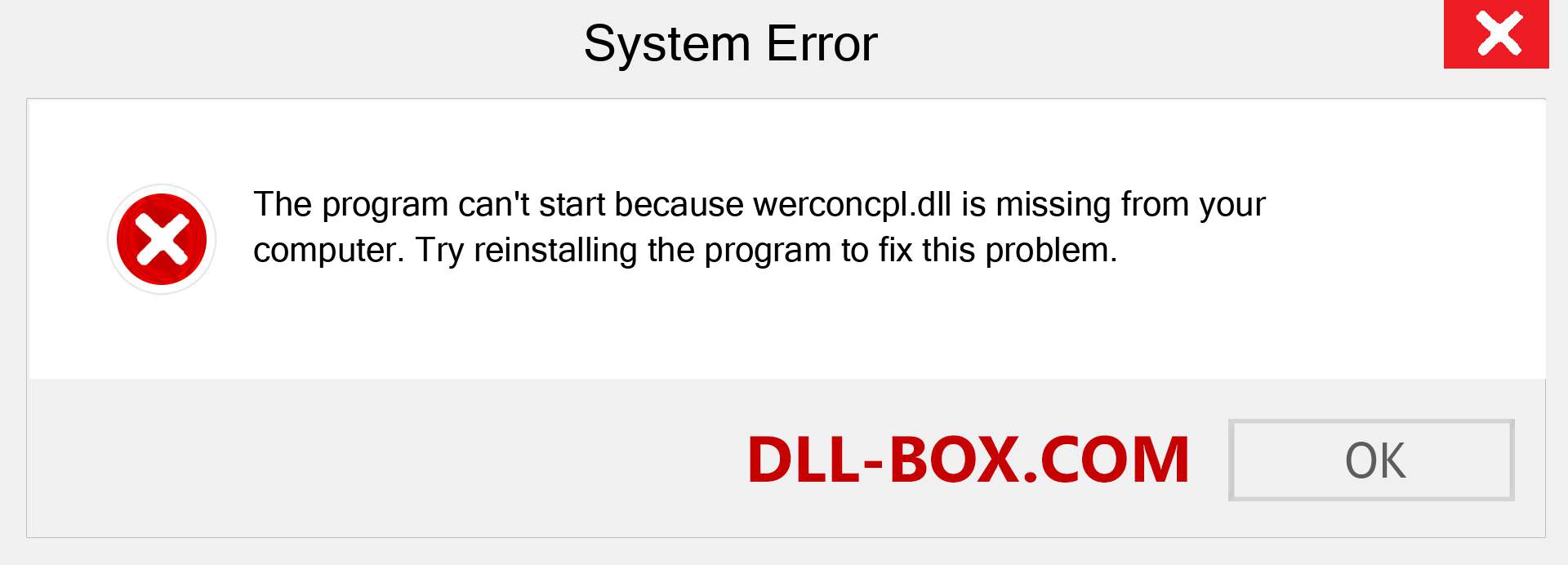  werconcpl.dll file is missing?. Download for Windows 7, 8, 10 - Fix  werconcpl dll Missing Error on Windows, photos, images